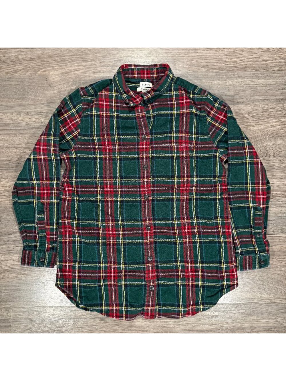 L.L. Bean Women's Scotch Plaid Flannel Shirt - Green/Red Plaid
